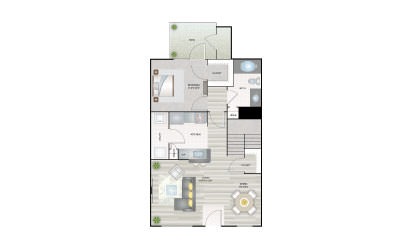 B2 Townhome - 2 bedroom floorplan layout with 2 bath and 1119 square feet