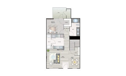 C1 Townhome - 3 bedroom floorplan layout with 2 bath and 1171 square feet