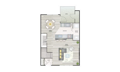 C2 Townhome - 3 bedroom floorplan layout with 2 bath and 1192 square feet